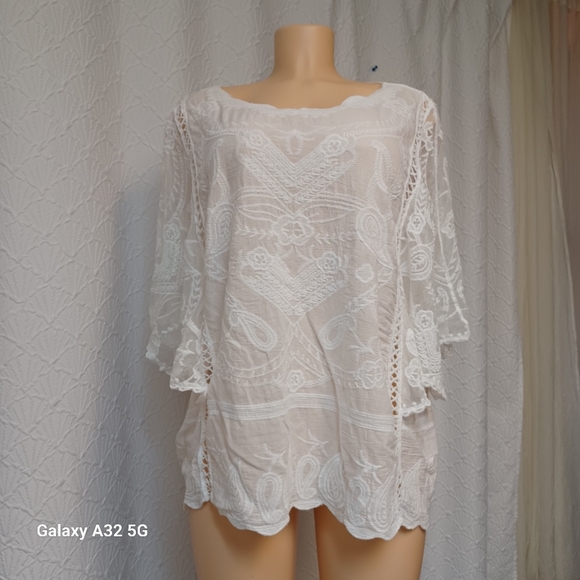 Coco + Carmen Women Size S/M White Lace Swim Cover-Up - Picture 4 of 17